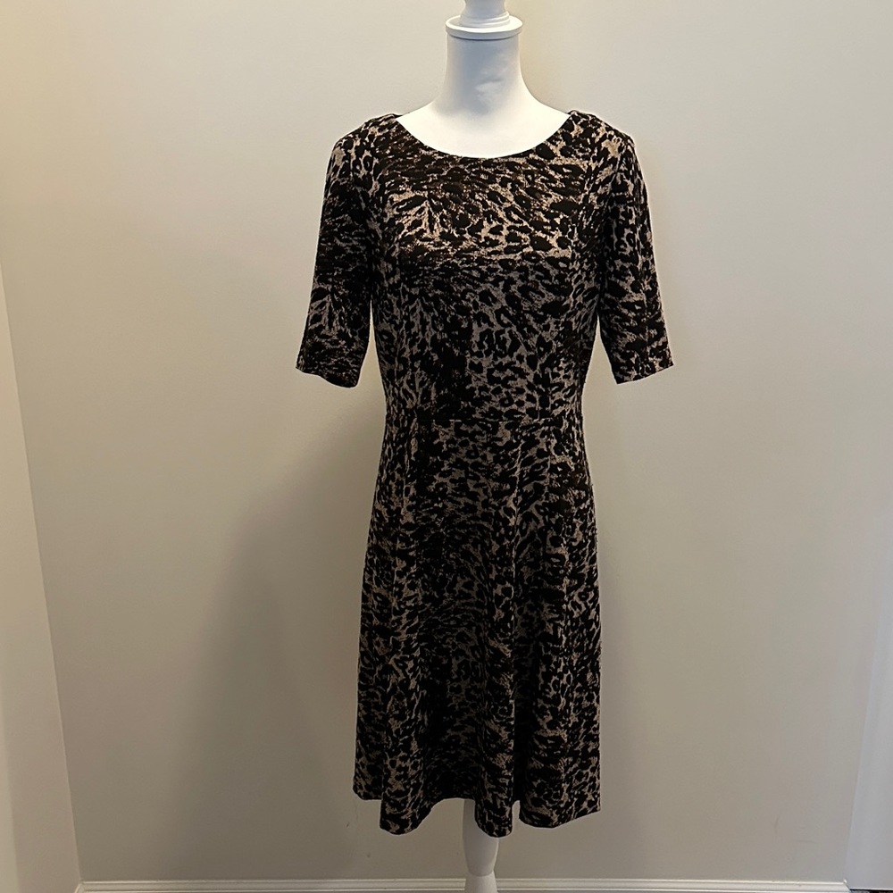 Evan Picone Black and Brown Animal Print Dress